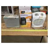 Three small electric heaters