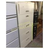 Tan metal, five drawer, lateral file cabinet, good