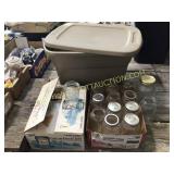 2 Dozen Ball fruit jars used in brown tote
