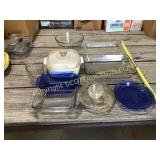 10 pieces of Pyrex and corning, baking dishes,