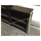 Dark brown wood, two shelf bookcase