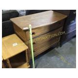 Solid oak vintage, three drawer dresser