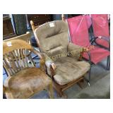 All wood glider rocker with brown padding