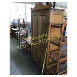 All wood, antique vintage kitchen cabinet,