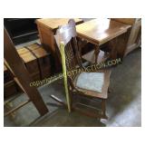 Solid, oak wood, nursing rocker, presswood with