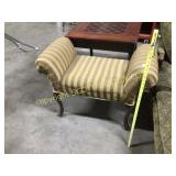 Gold, striped camel saddle, vanity stool