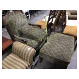 Vintage, green, upholstered, easy chair with