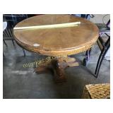 Heavy wood, round dining table, no leaves, needs