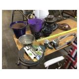 Lot with vintage insulators lawn sprinklers,