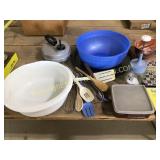 Lot of kitchen items, microwave, kettle,