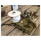 Six pieces of pewter decorative items, including