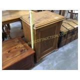 Antique, oak, sewing machine, cabinet, hinged