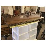 Heavy, solid wood, ornate top wall shelf with