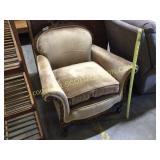 Vintage reupholstered, brown velvet, easy chair