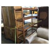 All wood five shelf with dowel rod shelves