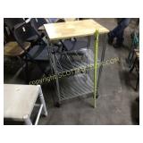 Caster metal framed wood topped utility cart