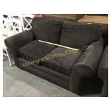 Dark brown loveseat, couch, matches, previous Lot