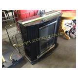 Black, fake fireplace, electric heater untested