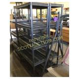Two units, five shelf, black plastic stackable