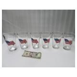 6 American Flag Beer Glasses LPO