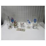 Various Glassware with 2 Glass Beer Pitchers LPO
