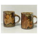 Pair of As Found Stoneware Studio Pottery Mugs