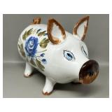 Repaired Vintage Italian Pottery Piggy Bank Pig