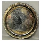 Scallop Edged Vintage Silverplate Tray Silver