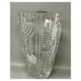 Tall Heavy Crystal Vase w Deco Inspired Print