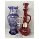 As-Found Glass Lot Bohemian Vase, Jim Beam