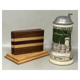 1/8L Older German Beer Stein, Handmade Wood