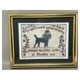 Pencil Signed Poodle Print in Frame Dog Art