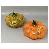 Pair of Art Glass Pumpkin Paperweights