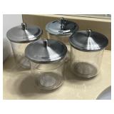 (4) Plastic w Metal Top Apothecary Vanity Jars