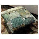 Kantha Cloth Footstool Foot Stool Nailheads rusty