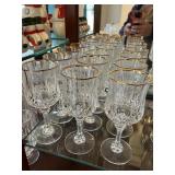 (12) Gold Rimmed Longchamp Wine Glasses Stemware