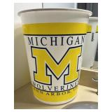 Vintage U of M Michigan Plastic Trash Can Rubbish