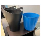Pair of Plastic Trash Cans Garbage Bins Rubbish