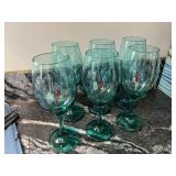 Teal/Turquoise Glass Stemware Wine Glasses