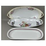 Set of 3 Oblong As-Is Handpainted & Ceramic Plates