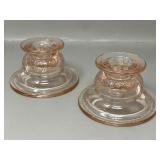 Pink Depression Indiana Glass Candlestick Holders