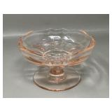Pink Depression Glass Pedestal Candy Dish Bowl