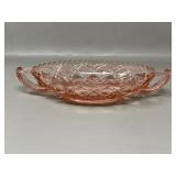 Pink Depression Glass Handled BonBon Dish Bowl