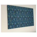 Peacock Colored Mounted Fabric Panel