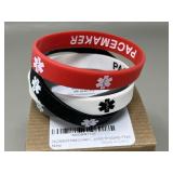 (4) Pacemaker Silicone Medical Alert Bracelets