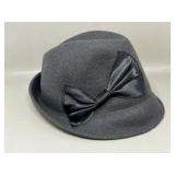 Felt Fedora w Satin Bow Fashion Hat Cap