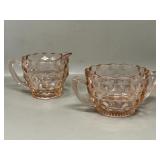 Vintage Pink American Cube Depression Glass Cream