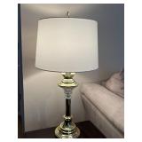 Brass Finish and Crystal Table Lamp w Shade - 2