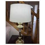 Brass Finish and Crystal Table Lamp w Shade - 2