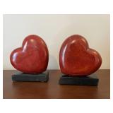 Vintage Pier 1 Cast Stone Heart Bookends